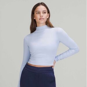 Lululemon All Aligned Mock Neck Long Sleeve Shirt Blue Linen